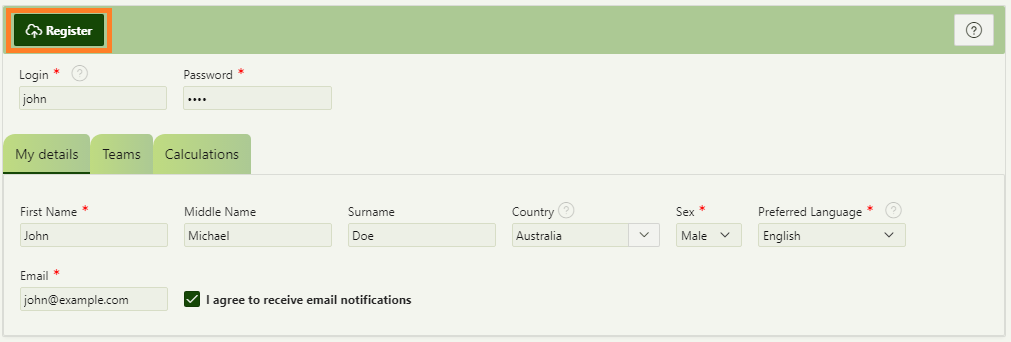 Register in GMCModel